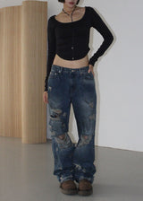 DAMAGE DIRTY DENIM