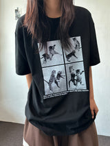 Juju Four Section Black White Oversized T-Shirt 4color