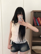 レノル チェック オフショルダー ブラウス