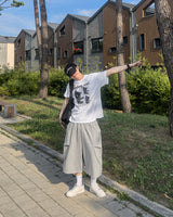 フリンサイドプリーツバミューダスイムパンツ
