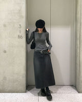 マロンレイヤードスタイルキャミソールセットロングスリーブTシャツ