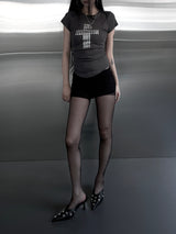 metallic cross stud short sleeve (3color)