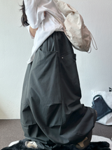 STAR RIVET⭐️🌌✨ STUD POINT BALLOON PARACHUTE OVER LONG LOOSE PANTS 🩵🩶 - 2 COLORS