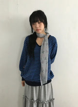 26FW★ [BAONHAUS] Sevnin Stripe V-Neck Knit