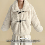 Elti fur fleece tteokboki button collar jacket