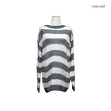 (3color) アルパカボーダールーズフィットロングニット