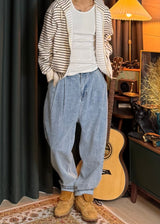 [virstyle original] INKKI two tuck Balloon Tapered Denim Pants 4COLOR