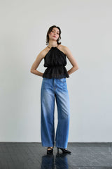 PEARL HALTERNECK TOP / BLACK