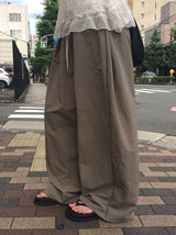ロティ ナイロン ピンタック バンディング ワイド パンツ