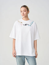 フローラルカラーエンブロイダリーTシャツ