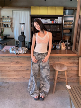 Ivory Flower Lily See-Through Sleeveless T-Shirt