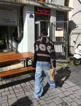 No.1453 cowichan hood KNIT ZIP-UP (3color)