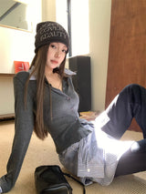 Stripe Collar Burton Long Sleeve Cardigan