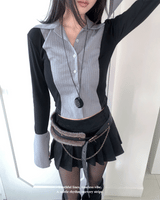 Youth Contrast Stripe Slim-fit Long Sleeve Shirt 