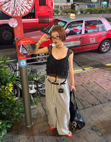 [UNISEX] ヒップレタリングスタッドベルトジョガー& ワイドパンツ