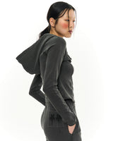 Patch Slim Hoodie _ Dark Grey