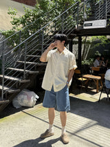 Basic wide denim shorts