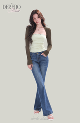 Olive Brown Tube Top Bolero Two-Piece Set