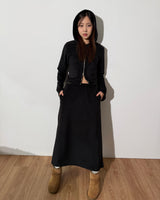 Pocket Fleece Hoodie Jacket [Black]