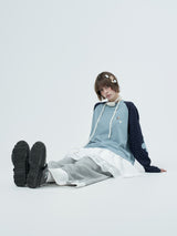 patched raglen t-shirts / sky