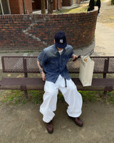 No.1209 cool denim washing half SHIRT (3color)