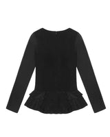 Glossy Frill Top _ BLACK
