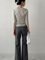 Cotton Nylon Semi-Bootcut Pants