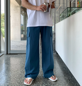 Maret Ice Linen Cargo Banding Wide Pants