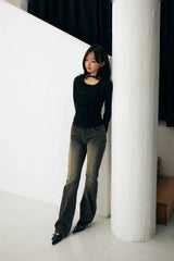 LISE SHIRRING TOP / BLACK