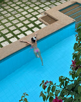 Gobang Checkered Cover-Up Backless Bikini