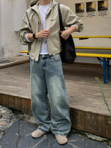 Robin Washed Cropped Hooded Jacket (3colors)