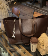Look After Normal Leather Square Shoulder Tote Bag