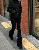 Long leg shirring silhouette pants