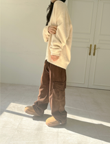 (UNISEX) シュガーパウダーオーバーサイズ5ボタンアンゴラカーディガン - NEW 2 COLOR