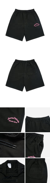 [24SS] SCRIPT EMBOSSING CHAIN NEEDLEWOLK SHORT PANTS BLACK