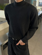 Washable Hacci Half Turtleneck Knit (7 Colors, L / XL)