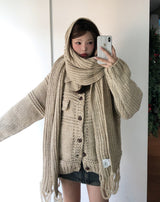 [wool20%] エリーぼかしハンドメイドニットカーディガン