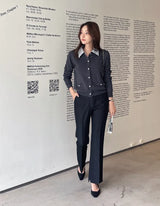 Atin Shirt Collar Pocket Knit Cardigan