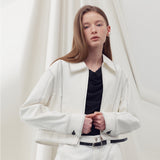 ステッチディテールドボンバージャケット WHITE