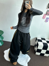 FLEECE❤TRACK BIG POCKET LONG WIDE BALLOON PANTS 🖤🩶💛4COLOR