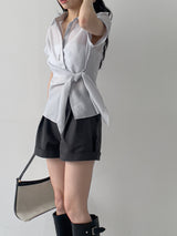 [Short Sleeve ver.] Kaya Wrap See-through Roll-up Shirt