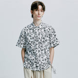 coconut hawaiian paisley half shirt white