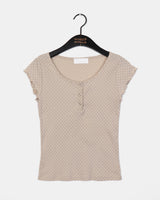 Shude Dot Snap Button Short Sleeve T-Shirt