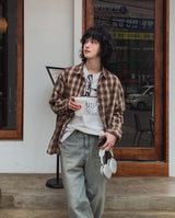 Dino loose fit check shirt