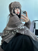 ストリング/フリース❤サイドピンタックバルーンロングパンツワイド🤍🩶🖤3カラー