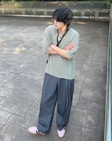 Marv Linen Two-Tuck Wide Slacks