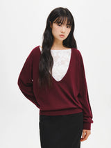 DEEP V-NECK LOOSE FIT KNIT PULLOVER
