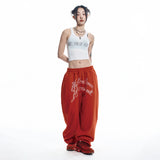 Lettering Balloon Sweatpants - RED