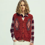 chimayo pattern brushed knit vest brick