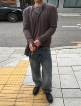No.1857 terry henley neck knit T (6color)